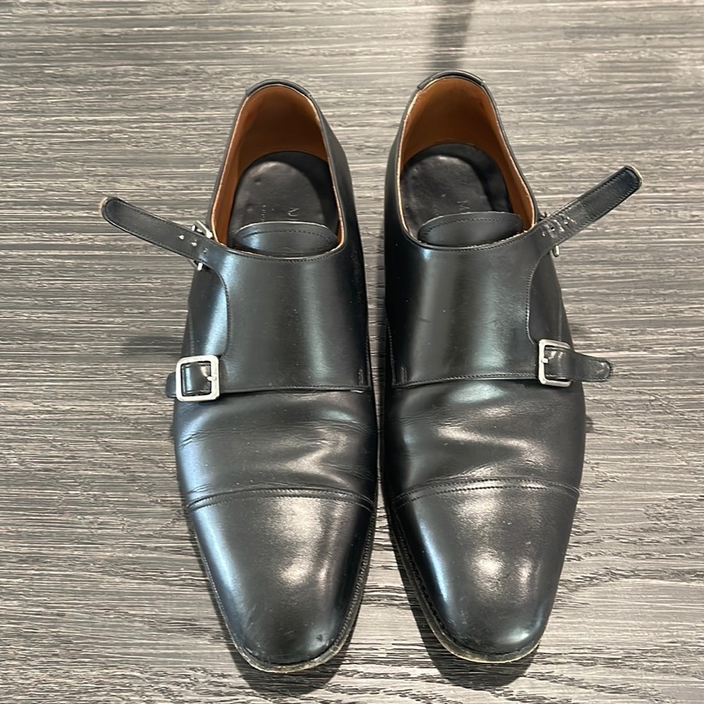 MEERMIN MALLORCA GOODYEAR WELTED BLACK DOUBLE MONK SIZE US 8 1/2 UK 7 1/2